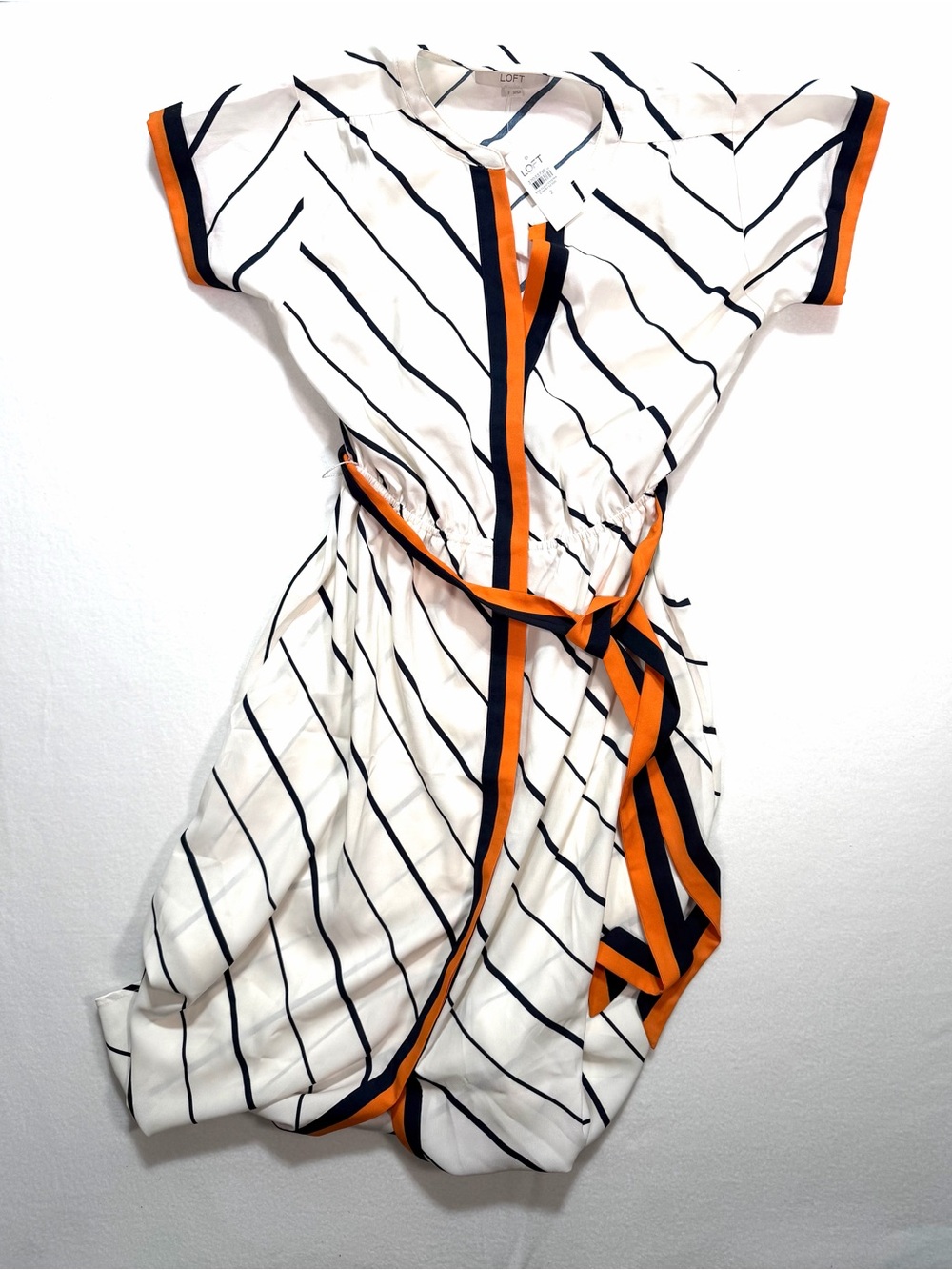 NWT New Loft Women's Full Button Striped Dress Size 2 Auburn Football Game Day
